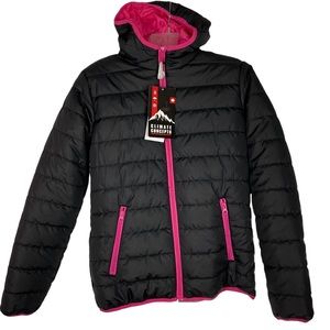 Climate Concepts NWT Ladies Hood Down Look Jacket Black/Fushia Size Small